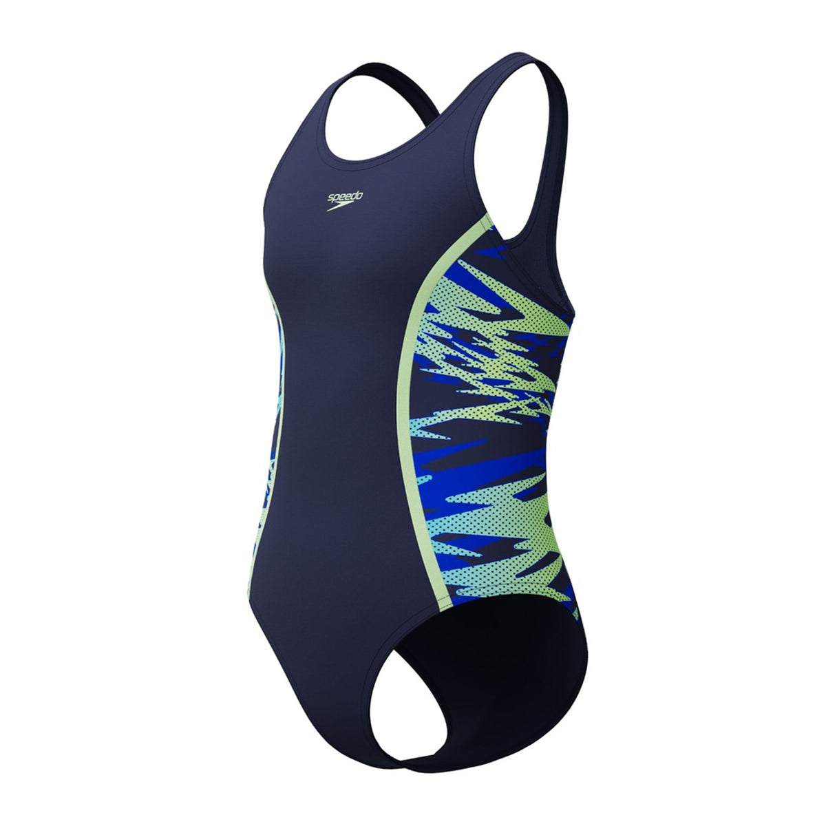 Blue-Green - Lifestyle - Speedo Girls Hyperboom Splice Abstract Muscleback One Piece Swimsuit