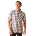 Danger Red-Coronet Blue - Lifestyle - Regatta Mens Mindano VIII Patterned Short-Sleeved Shirt