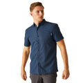 Moonlight Denim-Navy - Lifestyle - Regatta Mens Mindano VIII Patterned Short-Sleeved Shirt