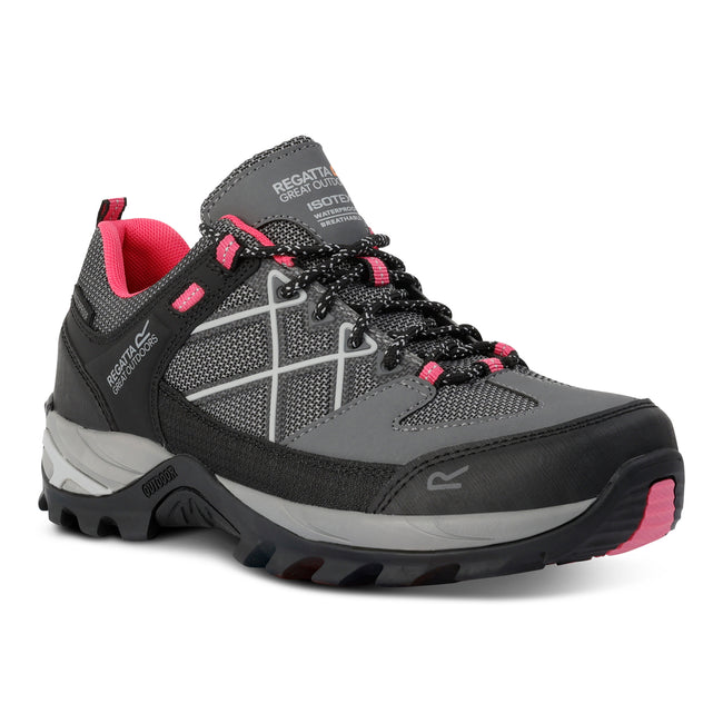 Dark Steel-Pink Potion - Front - Regatta Womens-Ladies Samaris III Low Walking Shoes