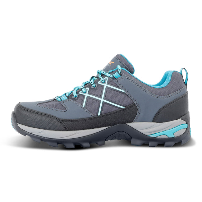 Steel Grey-Turquoise - Back - Regatta Womens-Ladies Samaris III Low Walking Shoes