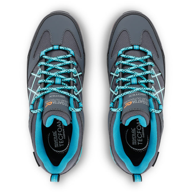 Steel Grey-Turquoise - Pack Shot - Regatta Womens-Ladies Samaris III Low Walking Shoes