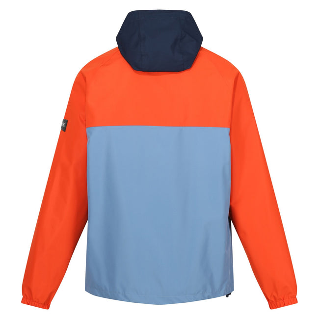 Rusty Orange-Coronet Blue-Navy - Back - Regatta Mens Belcastel Waterproof Jacket