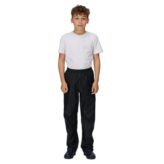 Black - Side - Regatta Professional Childrens-Kids Waterproof Over Trousers