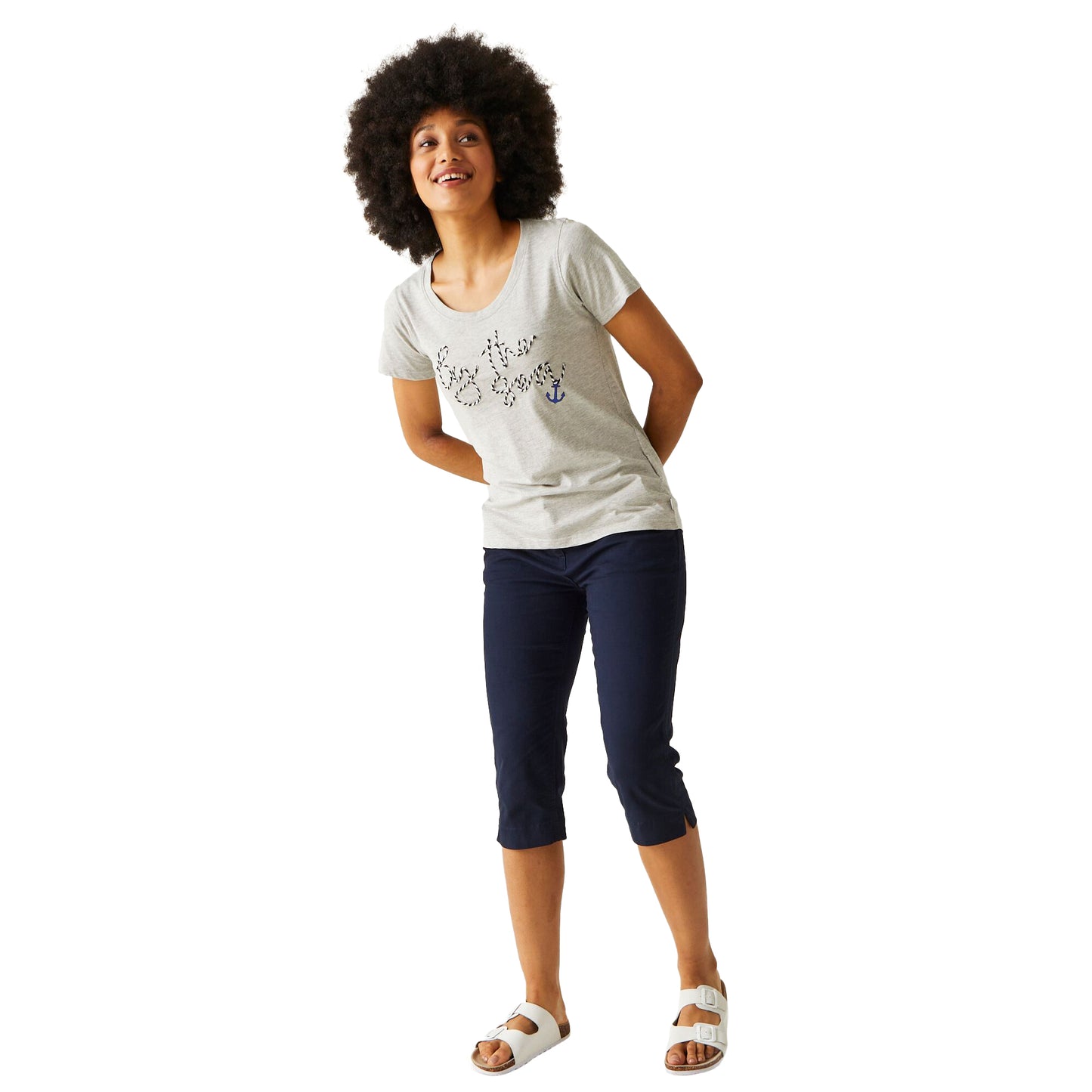 Cyberspace Marl - Close up - Regatta Womens-Ladies Filandra VIII Text Marl T-Shirt