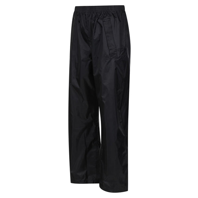 Black - Side - Regatta Professional Childrens-Kids Waterproof Over Trousers