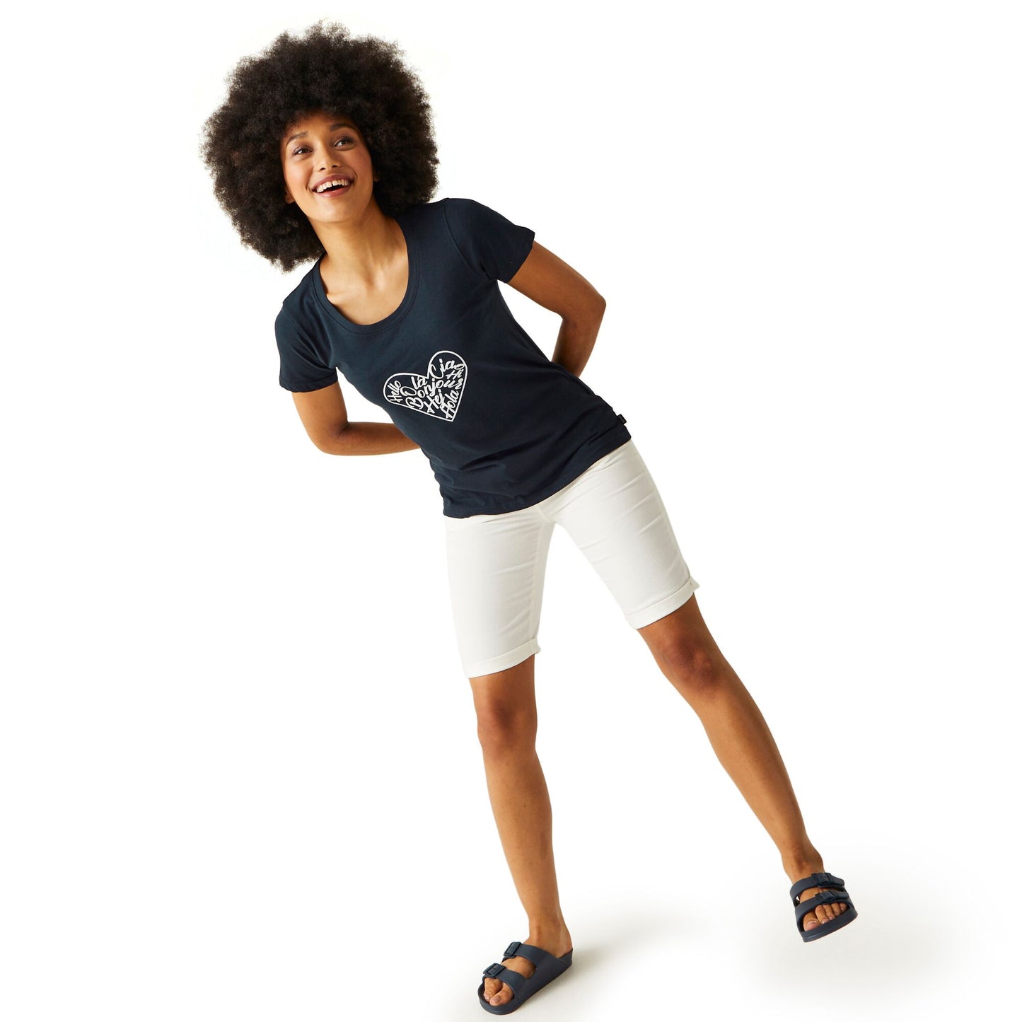 Navy - Close up - Regatta Womens-Ladies Filandra VIII Amore Heart T-Shirt