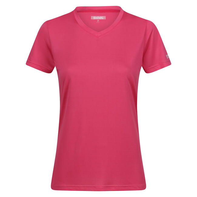 Flamingo Pink - Front - Regatta Womens-Ladies Fingal V Neck T-Shirt