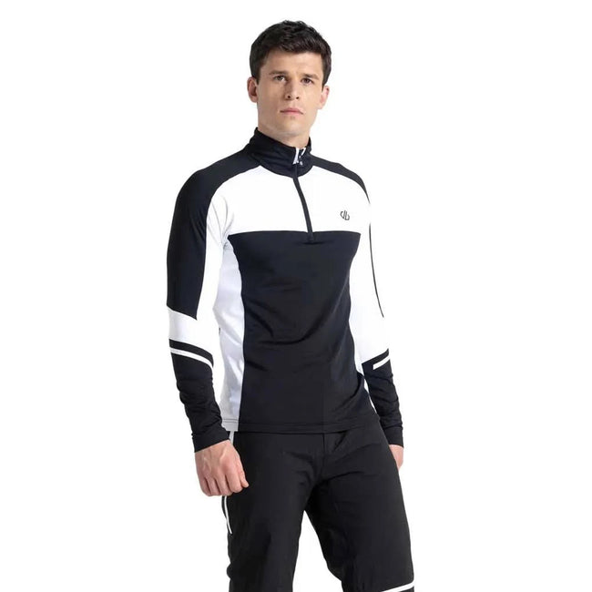 Black-White - Lifestyle - Dare 2B Mens Speed Core Stretch Half Zip Base Layer Top