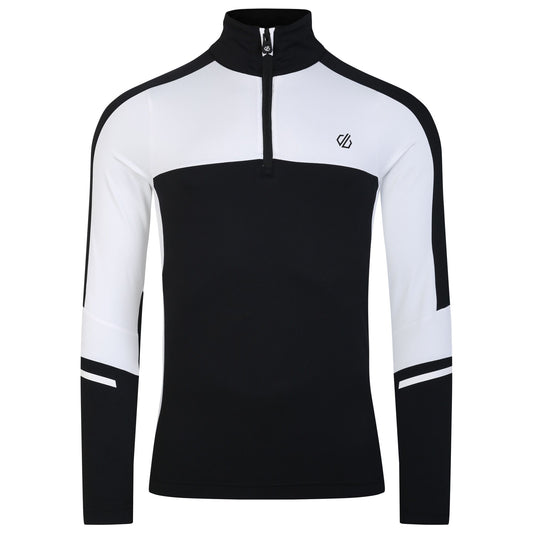 Black-White - Front - Dare 2B Mens Speed Core Stretch Half Zip Base Layer Top