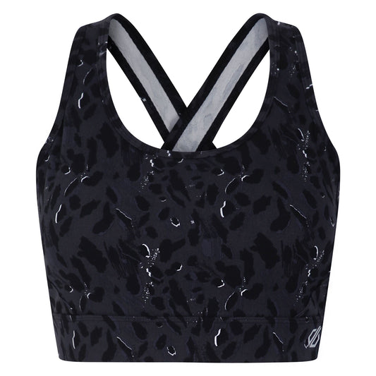 Black - Front - Dare 2B Womens-Ladies Swift II Animal Print Sports Bra