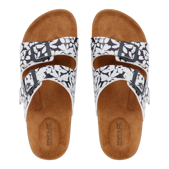 Navy-White - Pack Shot - Regatta Womens-Ladies Mia Double Strap Sandals