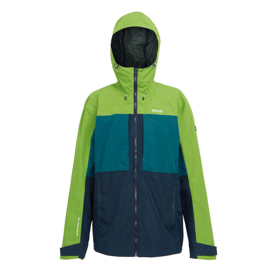 Piquant Green-Moroccan Blue - Front - Regatta Mens Maland Waterproof Jacket