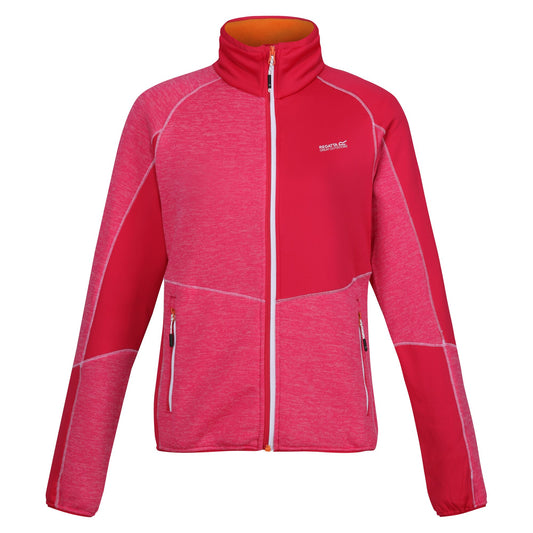 Flamingo Pink-Pink Potion - Front - Regatta Womens-Ladies Lindalla VII Marl Full Zip Fleece Jacket