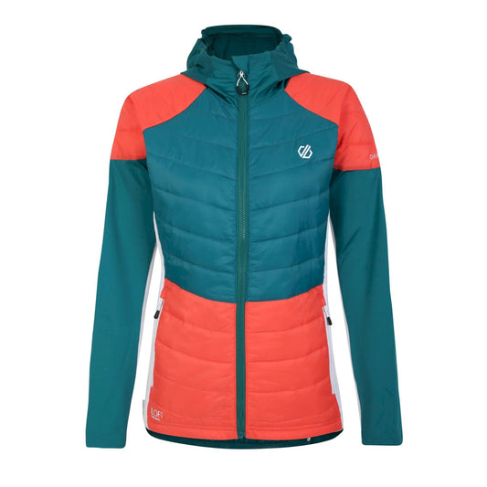Fortune Green-Neon Peach-White - Front - Dare 2B Womens-Ladies Culmination Wool Padded Hybrid Jacket