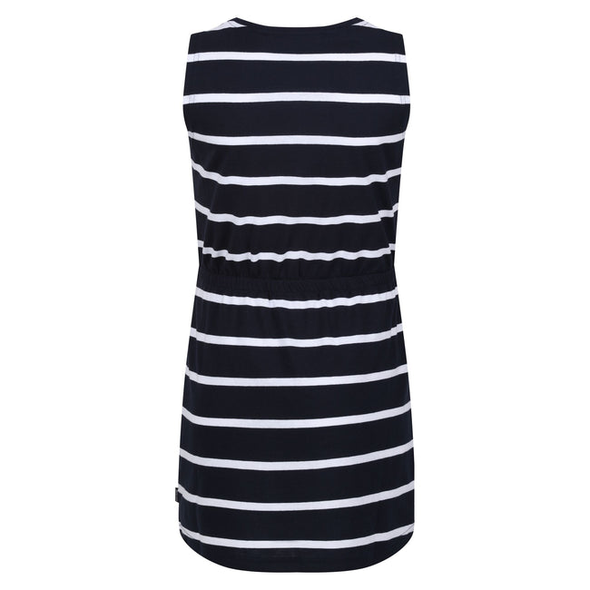 Navy-White - Back - Regatta Girls Beylina Stripe Dress