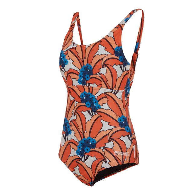 Orange - Side - Regatta Womens-Ladies Orla Kiely Tropical One Piece Swimsuit