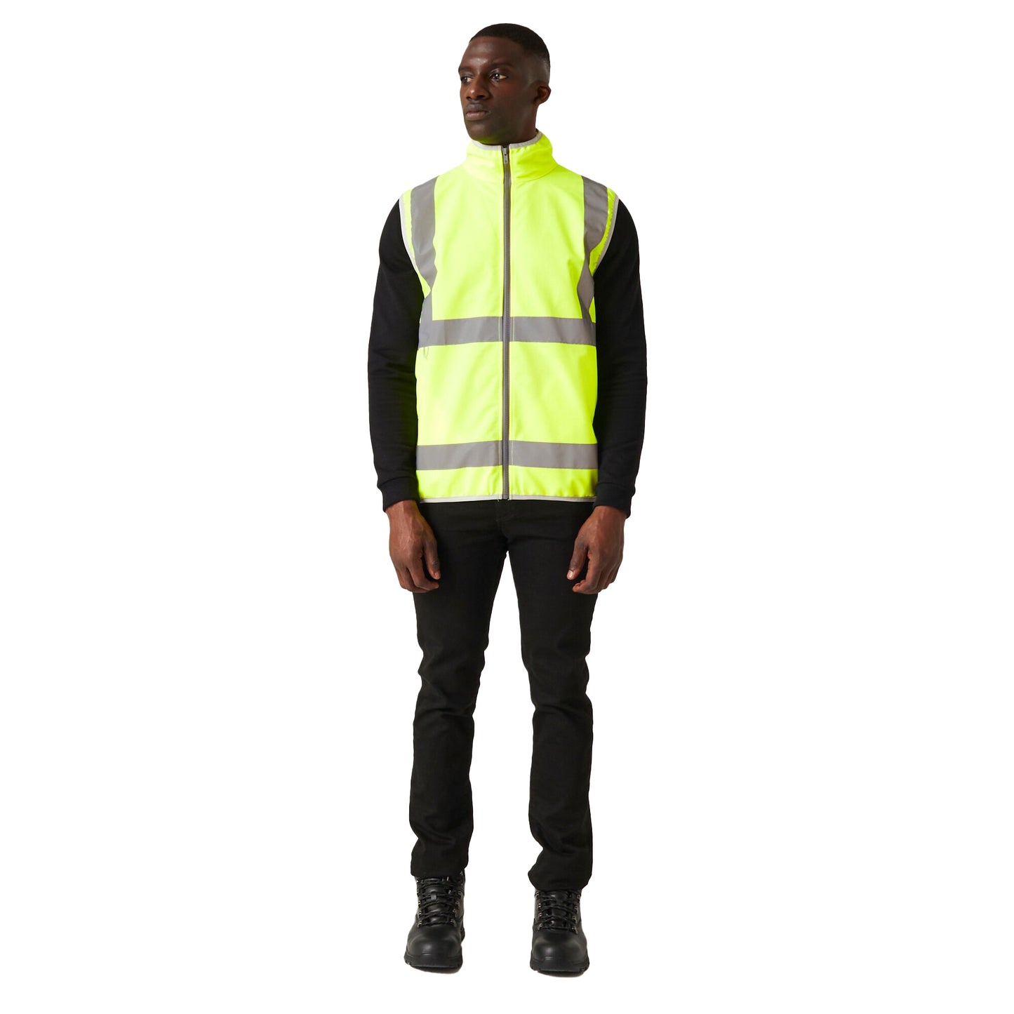 Yellow - Close up - Regatta Professional Mens Full Zip Hi-Vis Vest