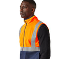 Orange-Navy - Side - Regatta Professional Mens Full Zip Hi-Vis Vest