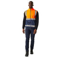 Orange-Navy - Close up - Regatta Professional Mens Full Zip Hi-Vis Vest