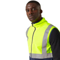 Yellow-Navy - Side - Regatta Professional Mens Full Zip Hi-Vis Vest