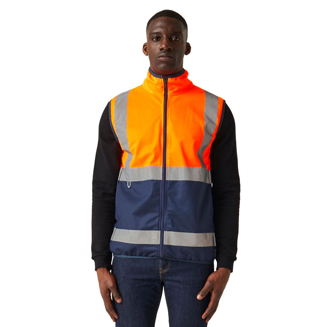 Orange-Navy - Front - Regatta Professional Mens Full Zip Hi-Vis Vest