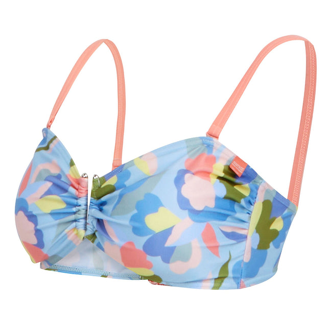 Blue-Pink - Side - Regatta Womens-Ladies Aceana III Abstract Floral Bikini Top