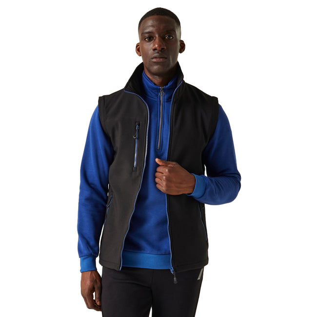 Black-New Royal - Side - Regatta Professional Mens Softshell 2 Layer Body Warmer