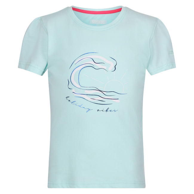 Bleached Aqua - Front - Regatta Childrens-Kids Bosley VII Wave T-Shirt