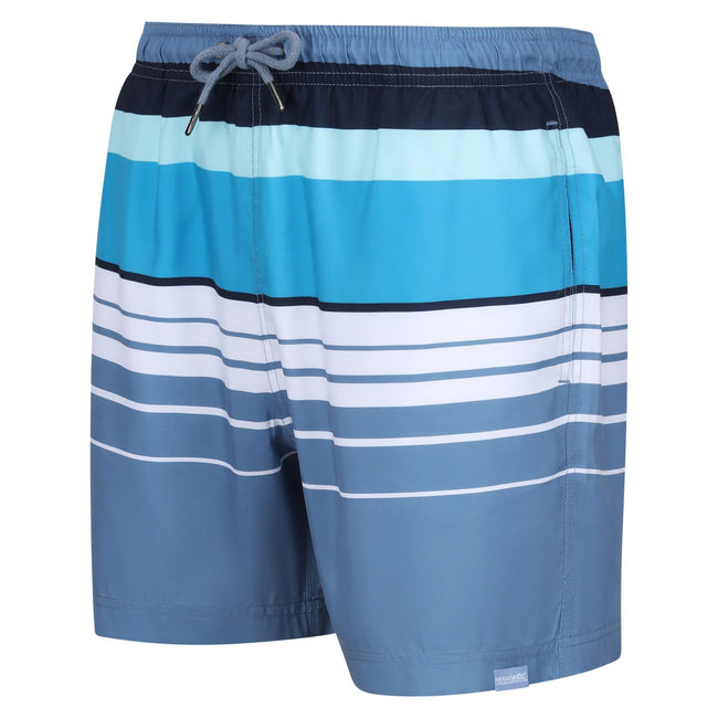 Coronet Blue - Side - Regatta Mens Loras Striped Swim Shorts