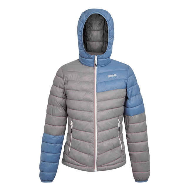 Heather-Coronet Blue - Front - Regatta Womens-Ladies Hillpack II Hooded Padded Jacket
