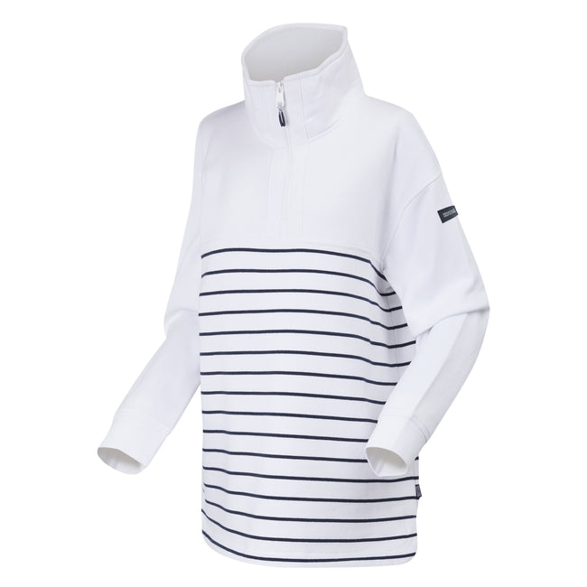 White-Navy - Side - Regatta Womens-Ladies Bayletta Half Placket Sweatshirt