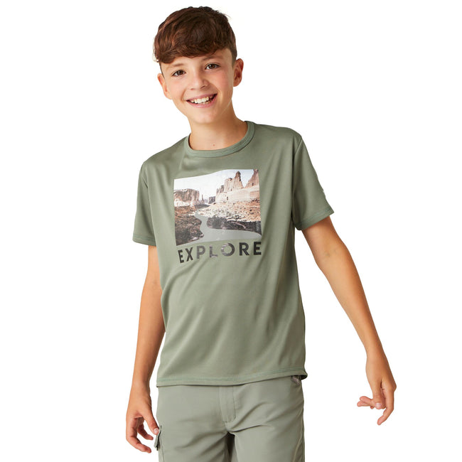 Agave Green - Lifestyle - Regatta Childrens-Kids Alvardo VIII Explore Landscape T-Shirt