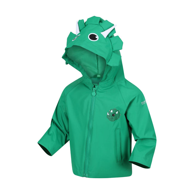 Jellybean Green - Side - Regatta Childrens-Kids Stompy The Dinosaur Waterproof Jacket
