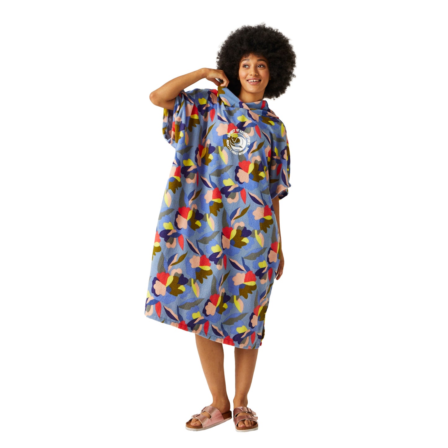 Multicoloured - Close up - Regatta Unisex Adult Abstract Floral Hooded Towel