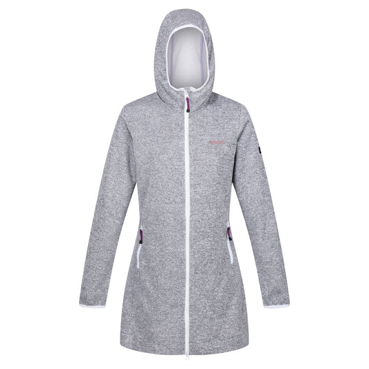 Heather-White - Front - Regatta Womens-Ladies Bloomfield Marl Longline Fleece Jacket