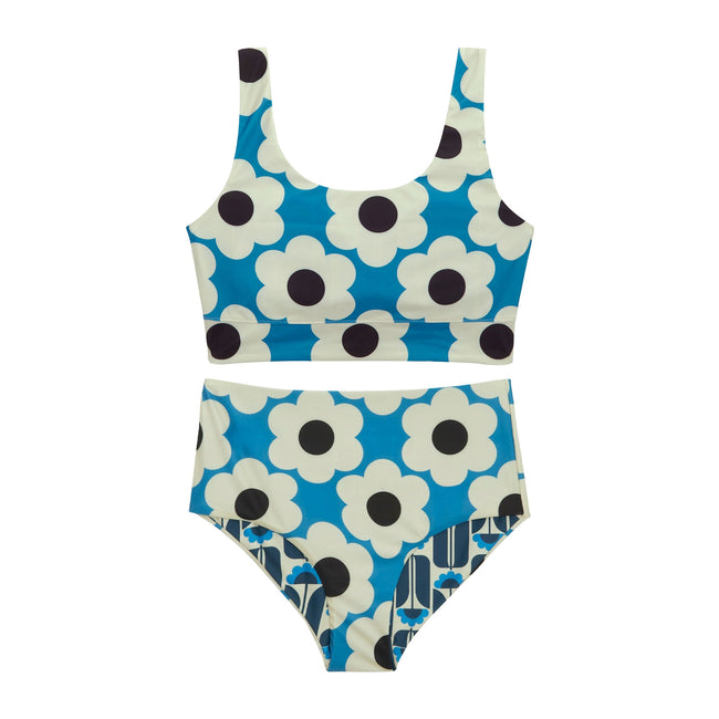 Blue-Navy - Front - Regatta Womens-Ladies Orla Kiely Daisy & Tall Flowers Reversible Bikini Set