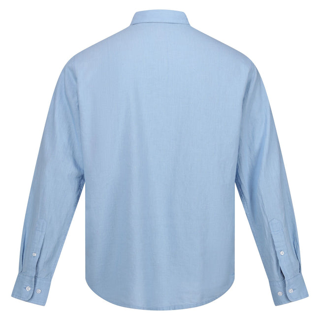 Powder Blue - Back - Regatta Mens Babbinswood Linen Shirt