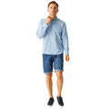 Powder Blue - Close up - Regatta Mens Babbinswood Linen Shirt