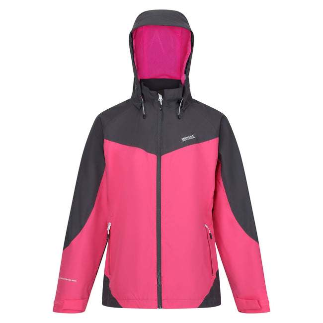Flamingo Pink-Seal Grey - Front - Regatta Womens-Ladies Bosfield II Waterproof Jacket