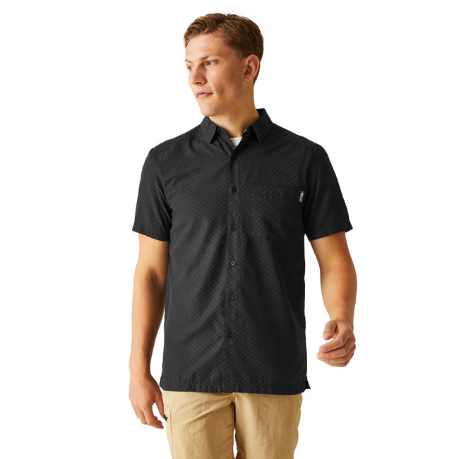 Black-Ash - Lifestyle - Regatta Mens Mindano VIII Diamond Short-Sleeved Shirt