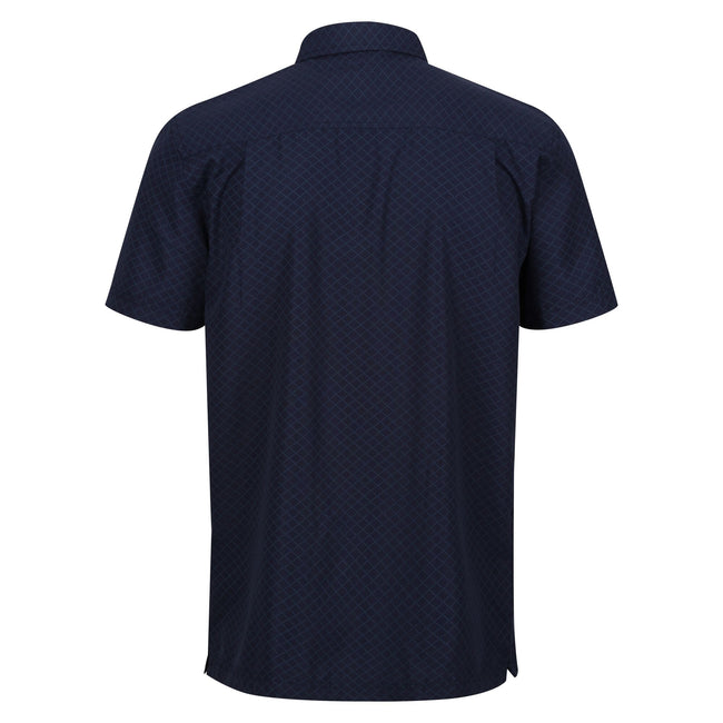 Navy-Moonlight Denim - Back - Regatta Mens Mindano VIII Diamond Short-Sleeved Shirt