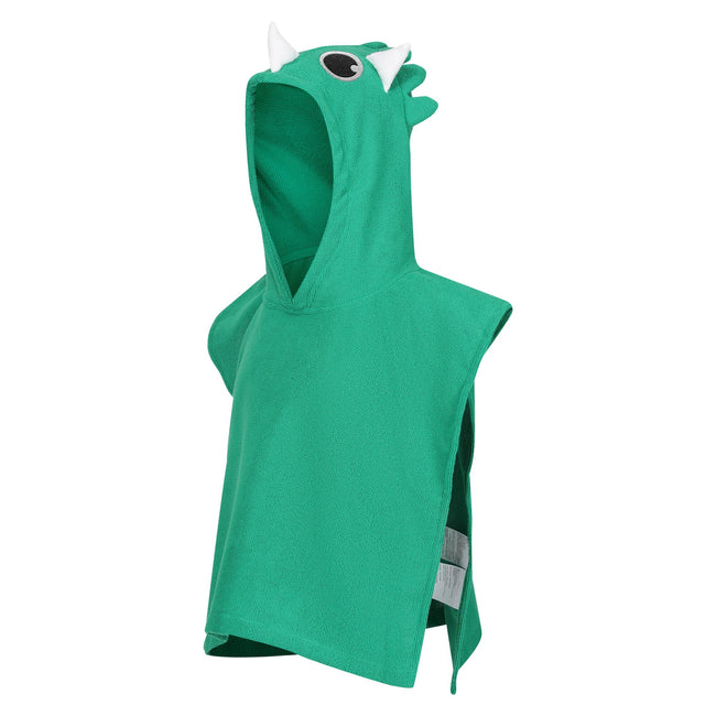 Jellybean Green - Side - Regatta Childrens-Kids Stompy The Dinosaur Hooded Towel