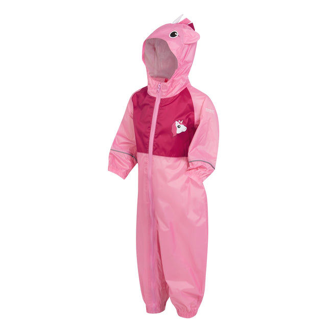 Sweet Pink - Side - Regatta Childrens-Kids Charco Luna Unicorn Puddle Suit