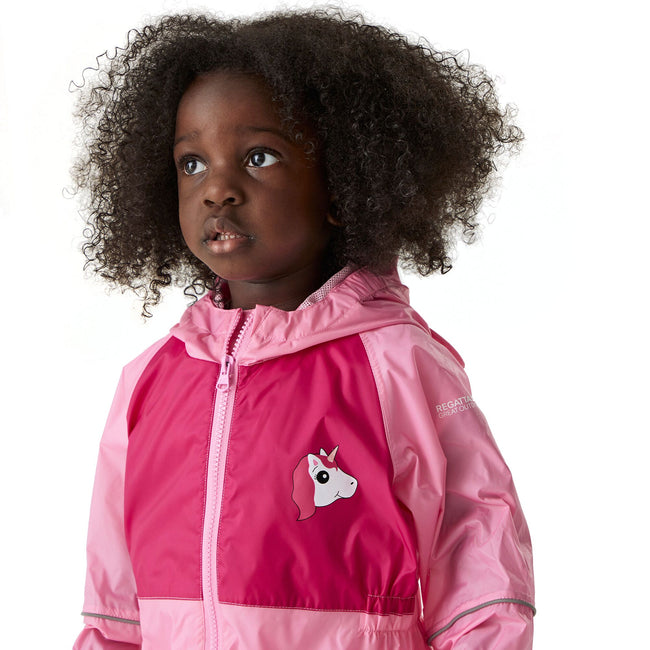 Sweet Pink - Lifestyle - Regatta Childrens-Kids Charco Luna Unicorn Puddle Suit