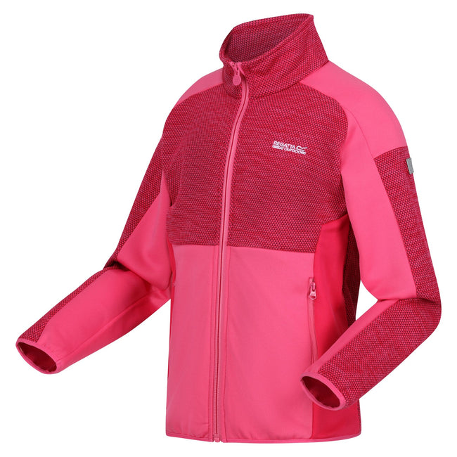 Flamingo Pink - Side - Regatta Childrens-Kids Highton III Fleece Jacket