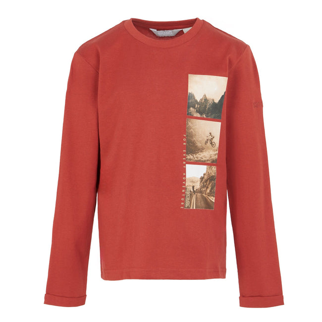 Red Ochre - Front - Regatta Childrens-Kids Wenbie III Photo Split Long-Sleeved T-Shirt