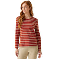 Red Ochre-Light Vanilla - Side - Regatta Womens-Ladies Federica II Stripe Long-Sleeved T-Shirt