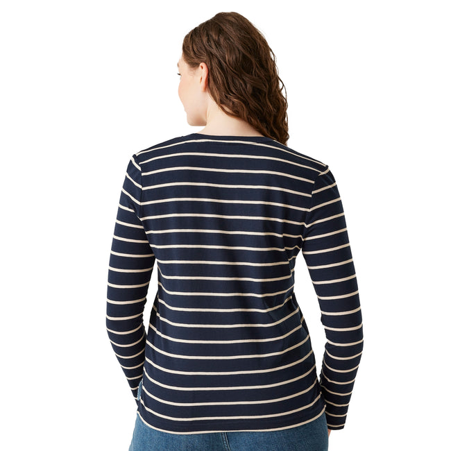 Navy-Light Vanilla - Lifestyle - Regatta Womens-Ladies Federica II Stripe Long-Sleeved T-Shirt