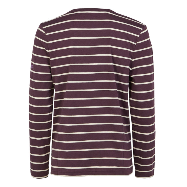 Deep Plum-Light Vanilla - Back - Regatta Womens-Ladies Federica II Stripe Long-Sleeved T-Shirt